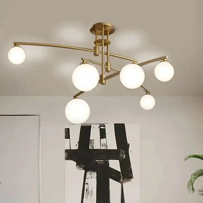 Nordic Modern Glass Chandelier with Iron Pendant Light
