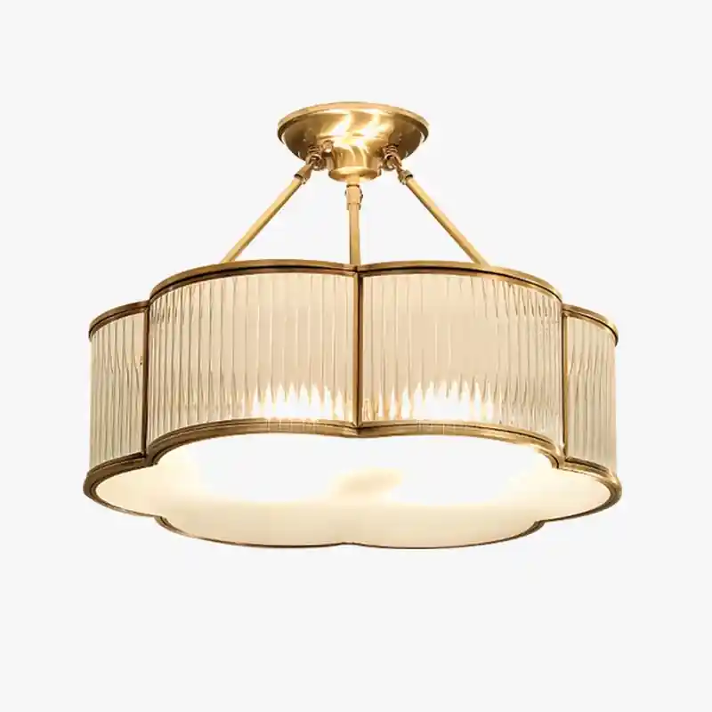 Copper Glass Chandelier E27 LED Ceiling Mounted for Living Room Aisle Bedroom