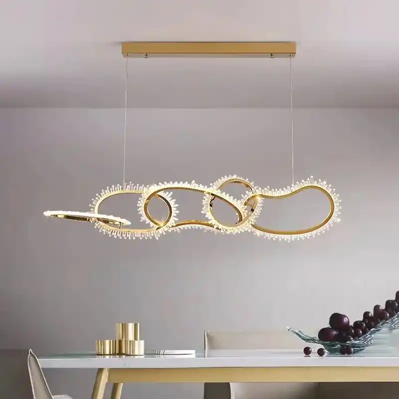 Luxury crystal chandelier with modern LED rings