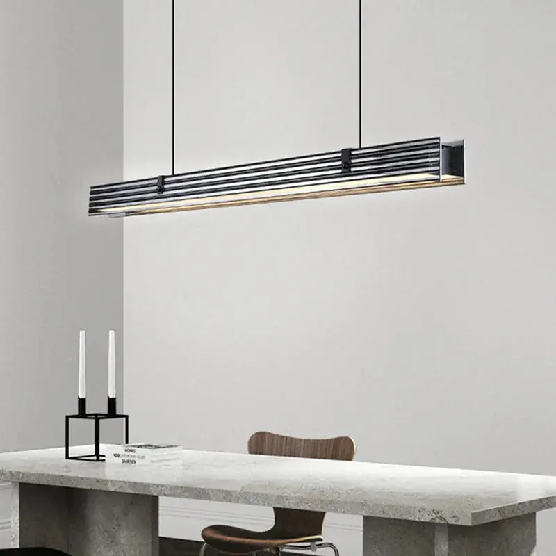 Minimalist design long LED glass chandelier