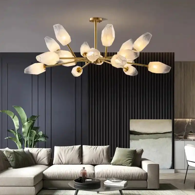 Modern chandelier for suspended interior lighting