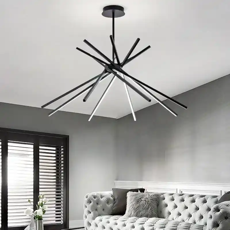 Nordic Minimalist LED Long Pendant Lights Black White Aluminum Living Room Decoration Chandeliers Hall Hanging Lamps Luminaire