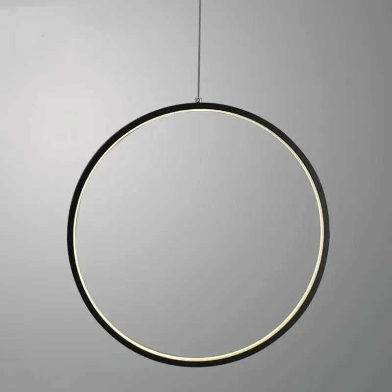 Minimalist LED suspension lights, round ring circle chandelier home for living room interior lighting, black chandelier fixtures