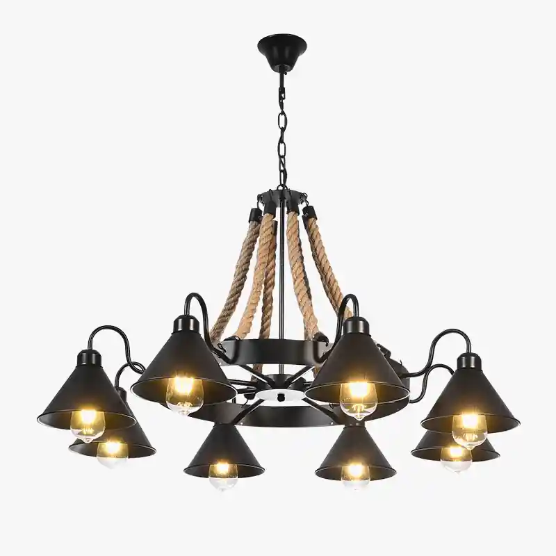 American Coffee Chandelier, Loft Wrought Iron Retro Industrial Style Restaurant and Bar Hot Pot Restaurant Chandelier