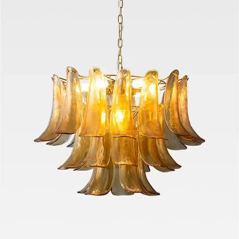 AiPaiTe Scandinavian LED Glass Chandelier for Living Room Dining Room Bedroom American Vintage Amber Glass Chandelier