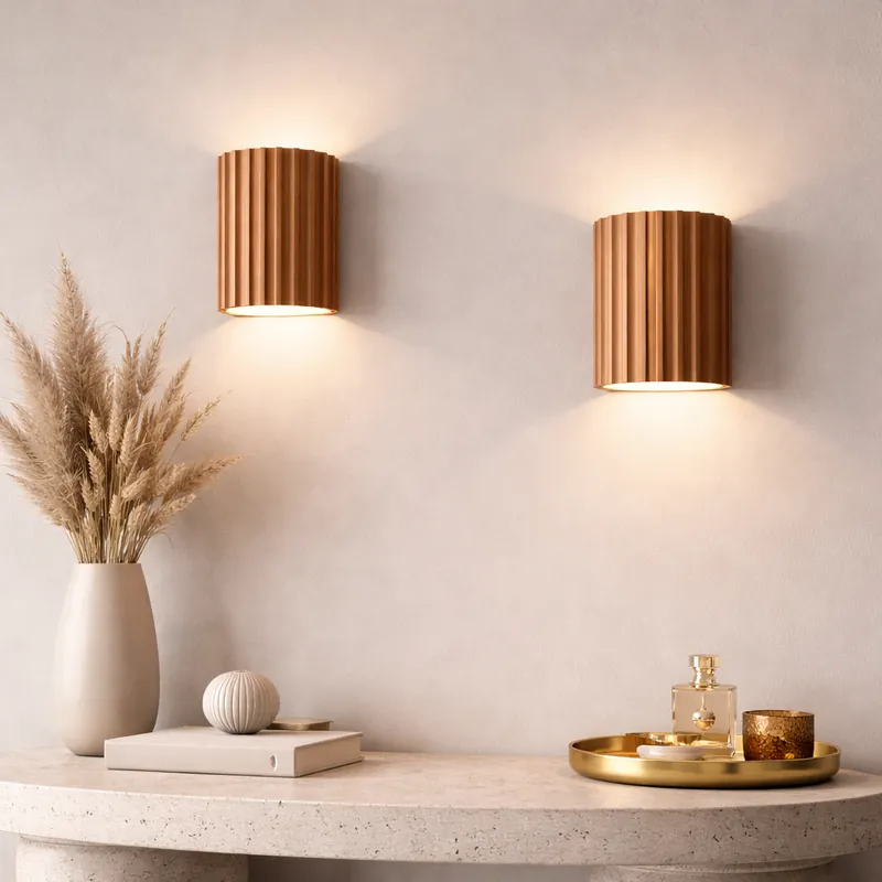 Striated dolomite wall light