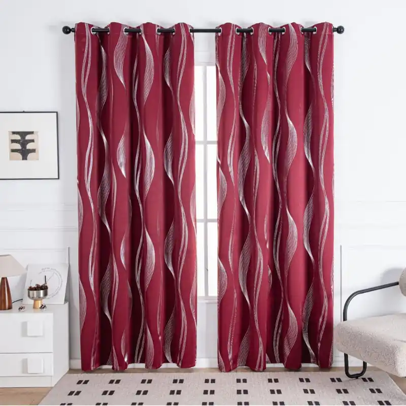 Black Minimalist Wave Pattern Curtain - 1 Panel