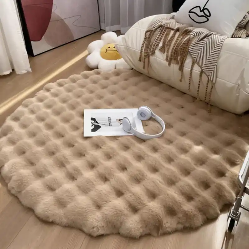 Bubble plush minimalist round rug - 90x90 cm