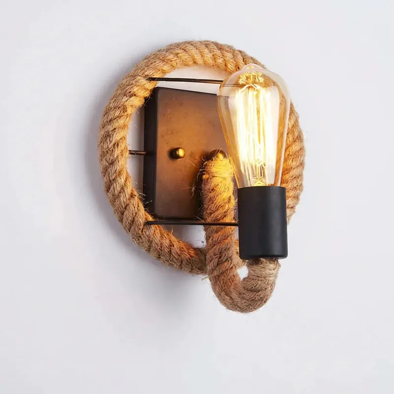 Vintage Round Rope Wall Sconce, 1-Light