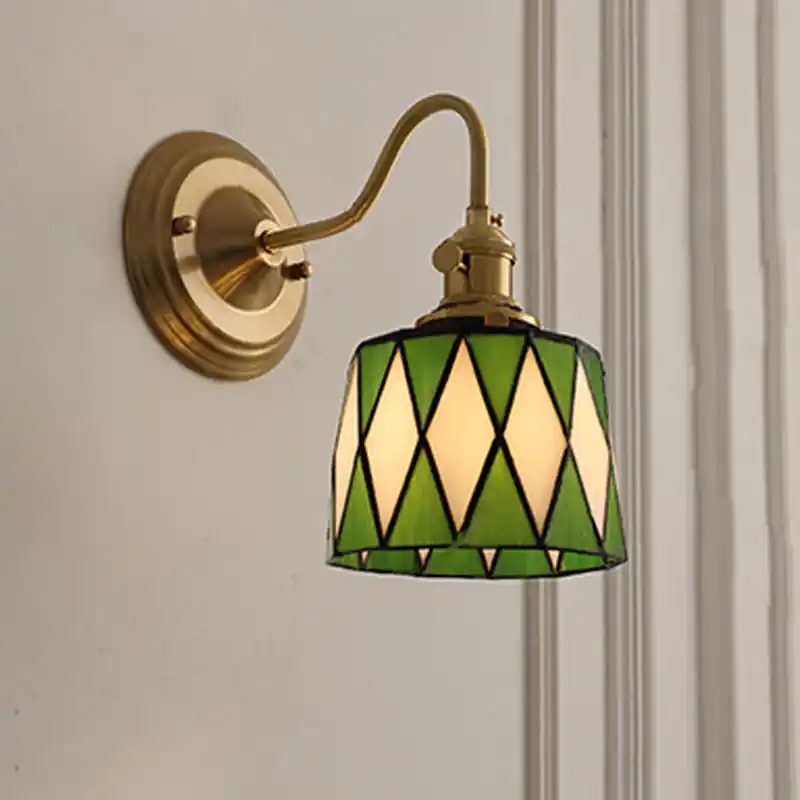 Vintage Tiffany Wall Sconce in Glass and Brass, 1 Light