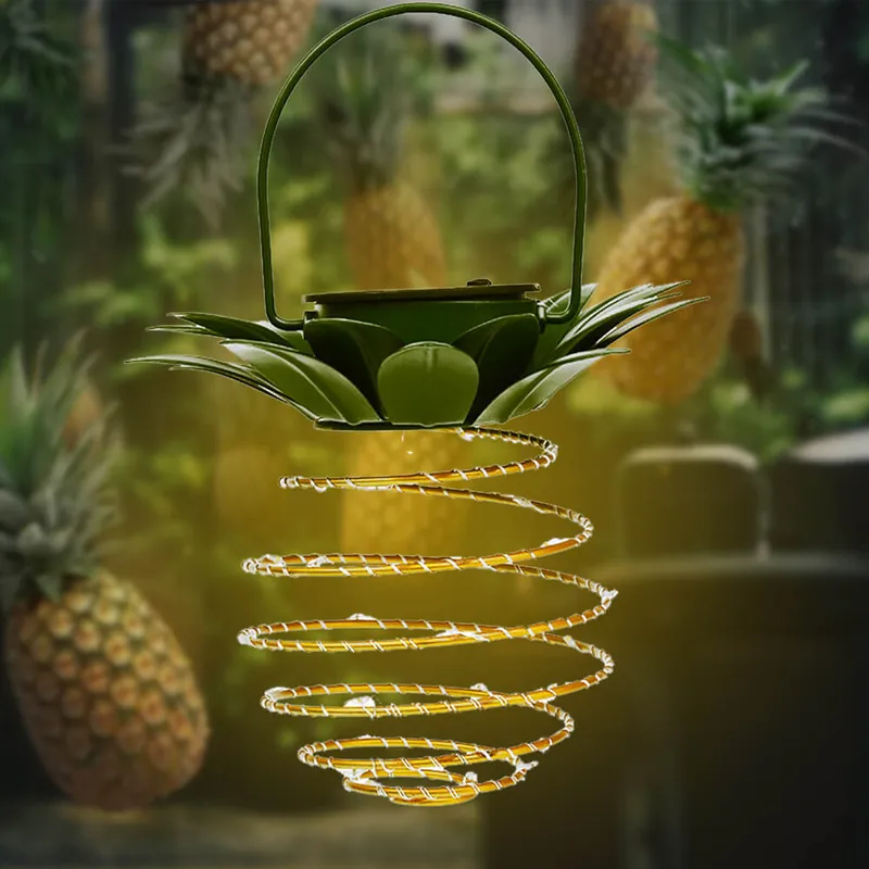 Vintage pineapple-shaped hanging lantern with solar LED, one light
