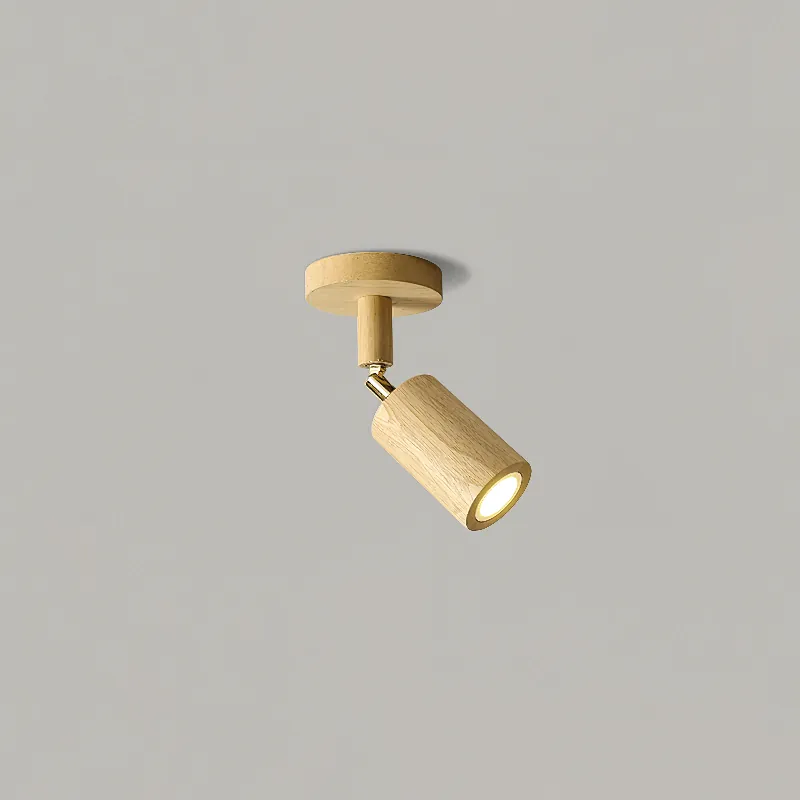 Adjustable Japanese wooden LED spotlight, one light