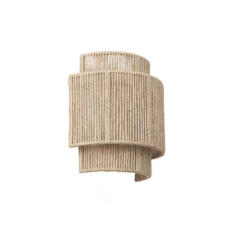 Japanese Curved Rattan Wall Sconce with Single Light Cord