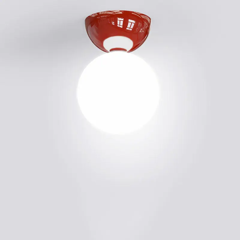 1-Light Scandinavian Semi Flush Mount Glass Globe Ceiling Light