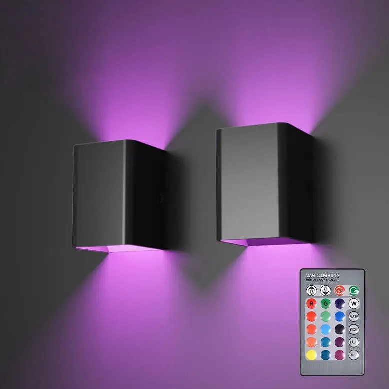 Modern Square RGB LED Wall Light with Remote Control | 1 light
