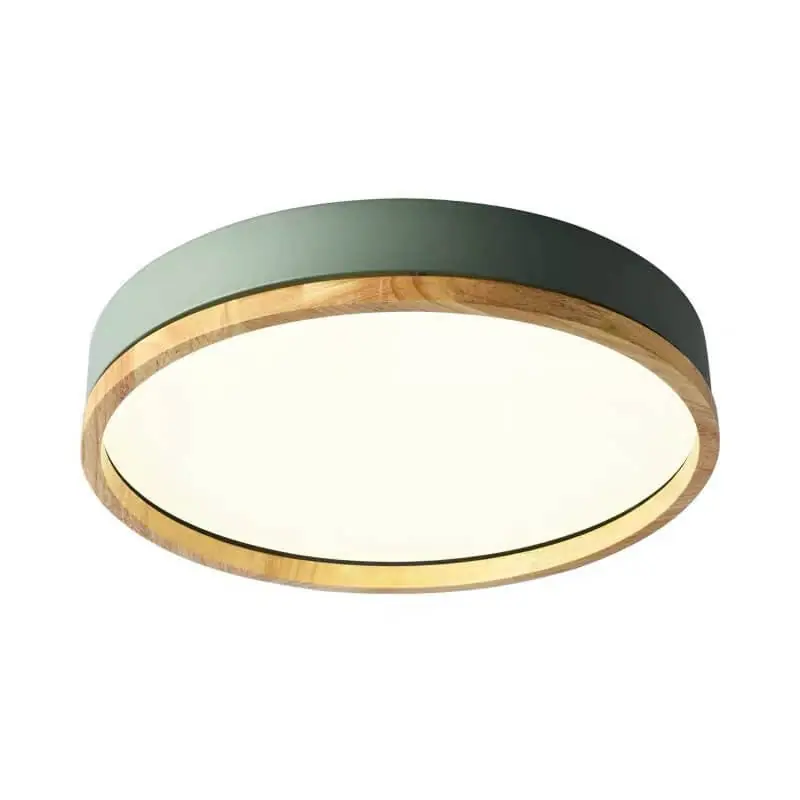 1-Light Nordic Round Wooden LED Ceiling Light