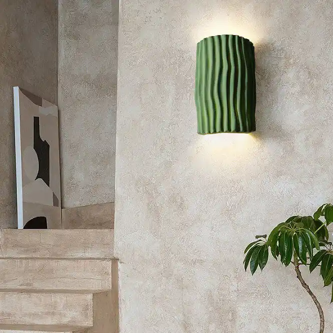 Nordic Textured Half-Cylinder Two-Light LED Wall Sconce