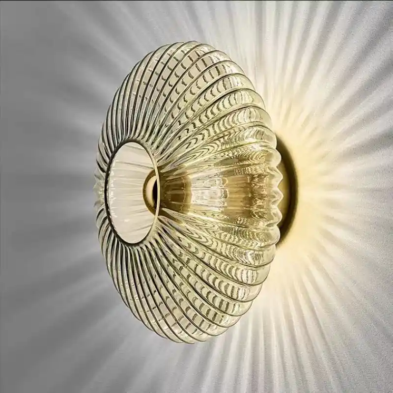 Nordic Round Striped Glass Wall Sconce with LED, one light
