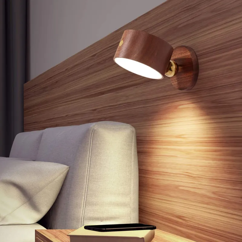 Minimalist Round Wooden Single-Light LED Wall Sconce