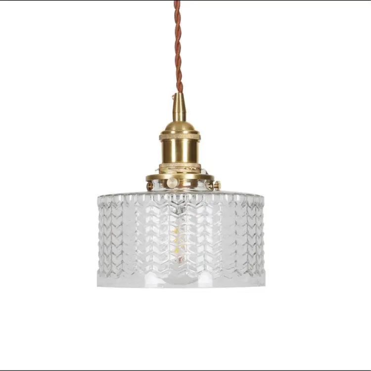 Japanese brass and glass single-light pendant