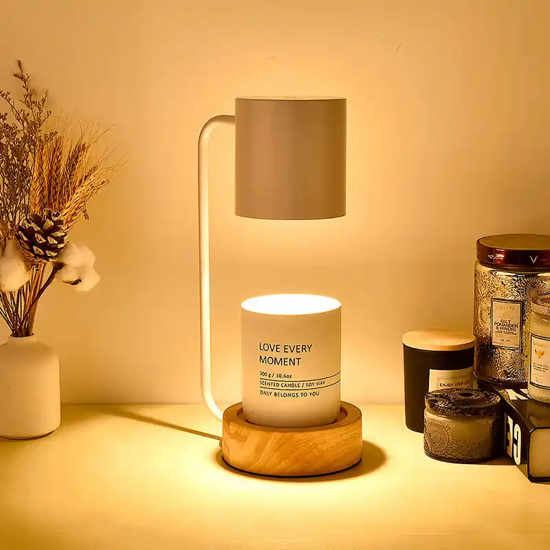 Japanese Wooden Single-Light Table Lamp with Wax Melting Function
