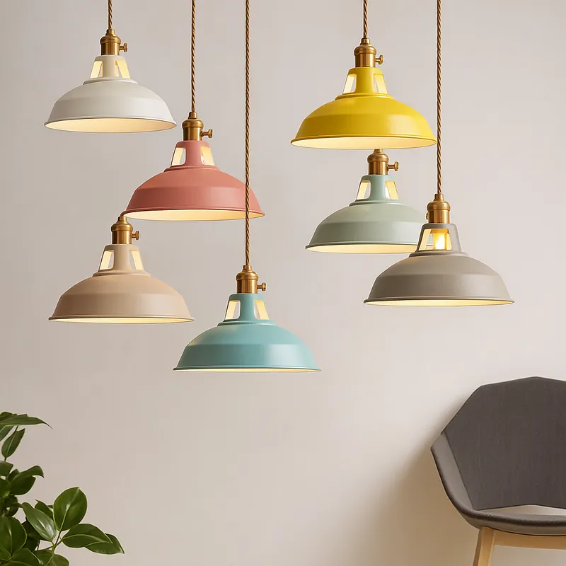 Industrial Colored Metal LED Pendant Light, Metal Dome