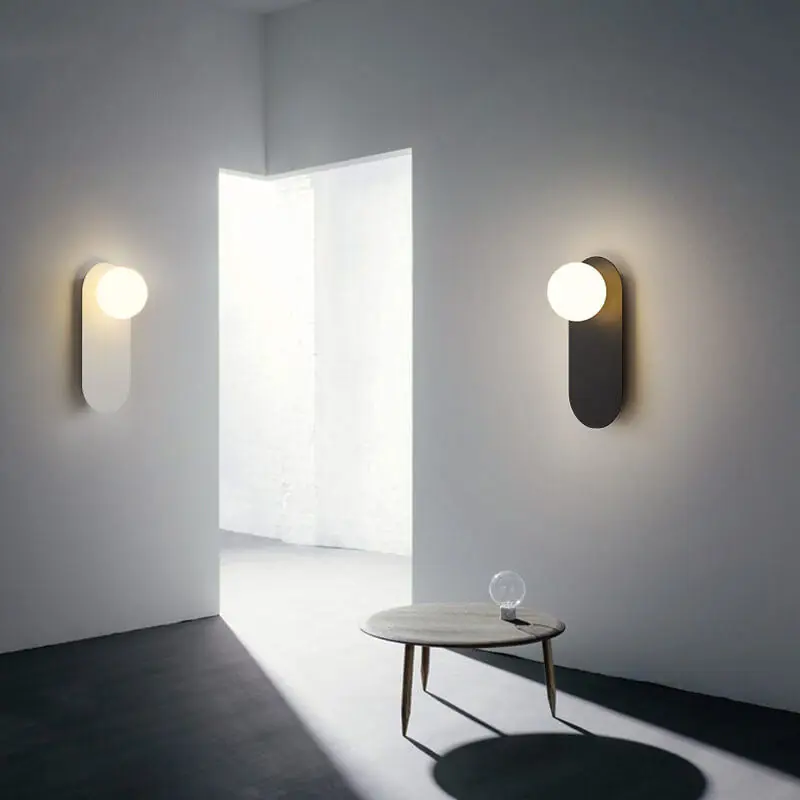 Minimalist Nordic wall light with glass globe, one light