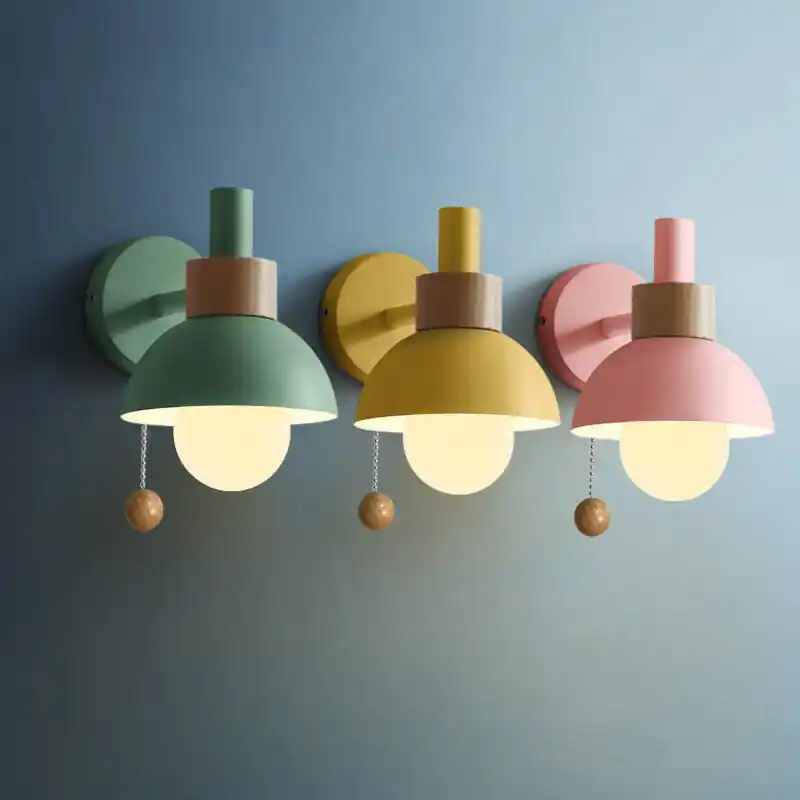Nordic LED 1-Light Wood and Metal Globe Wall Sconce