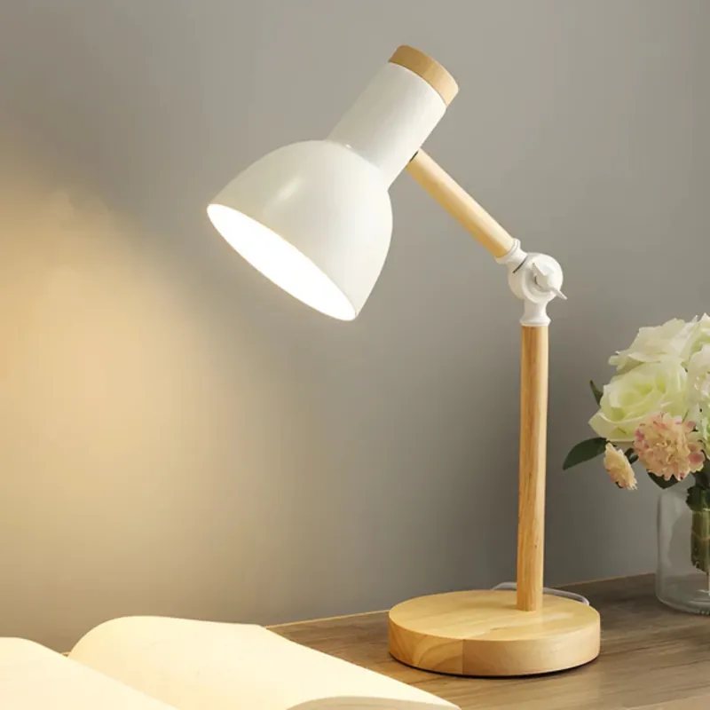 Modern Adjustable Wood and Metal LED Table Lamp 1-Light