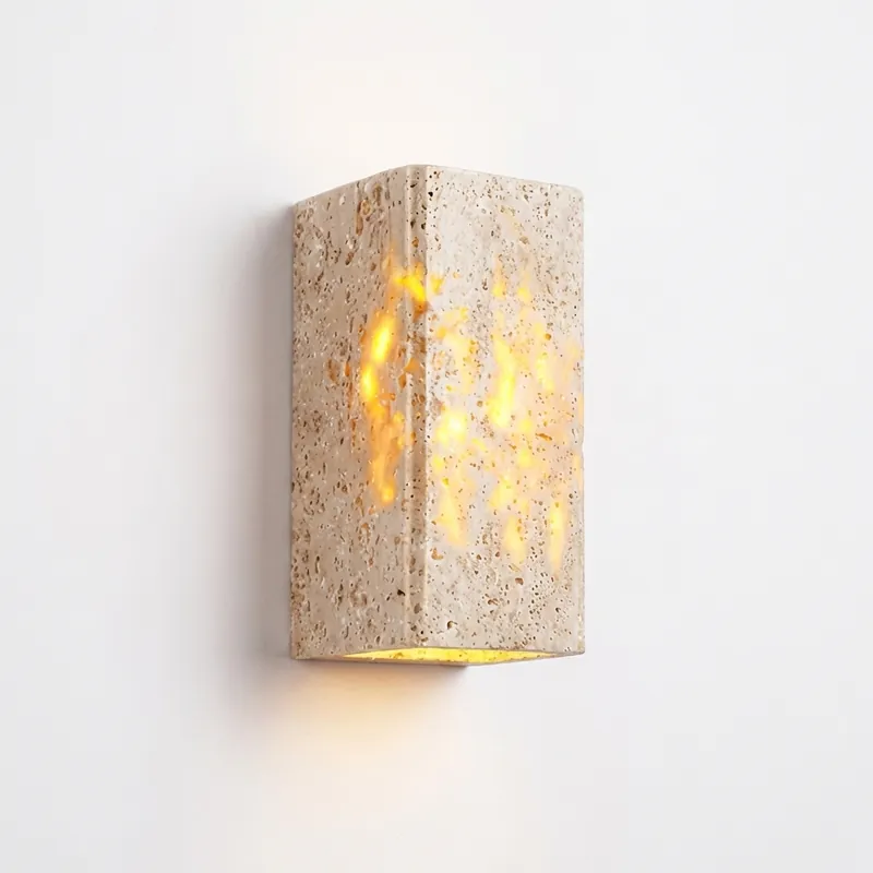 Modern Rectangular Travertine LED Wall Sconce, 1-Light