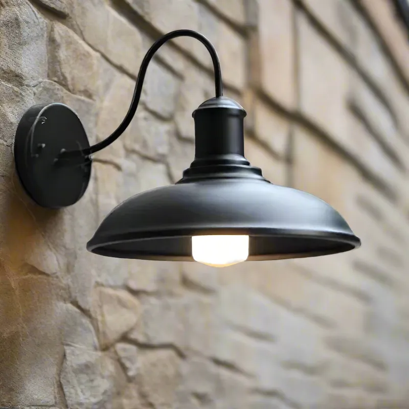 Vintage Outdoor Wall Sconce in Iron with Bowl and LED, 1 Light