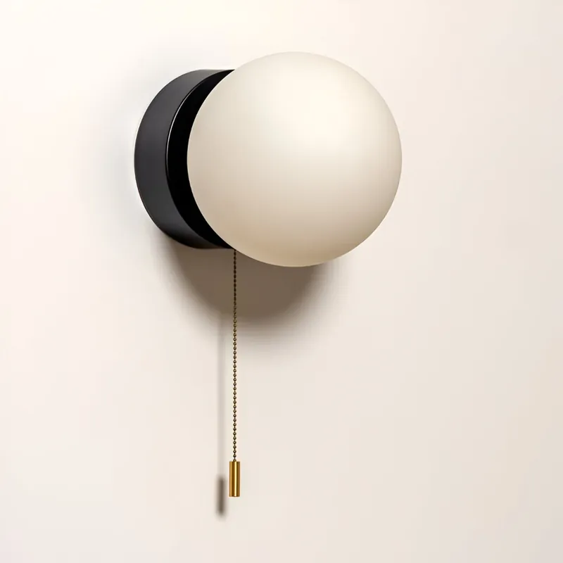 Minimalist Nordic Glass Globe LED Wall Sconce with Cord