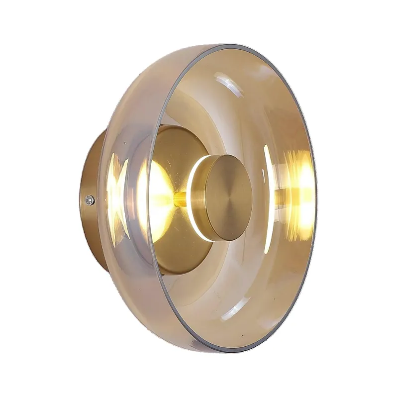 Minimalist Round Brass and Glass LED 1-Light Wall Sconce