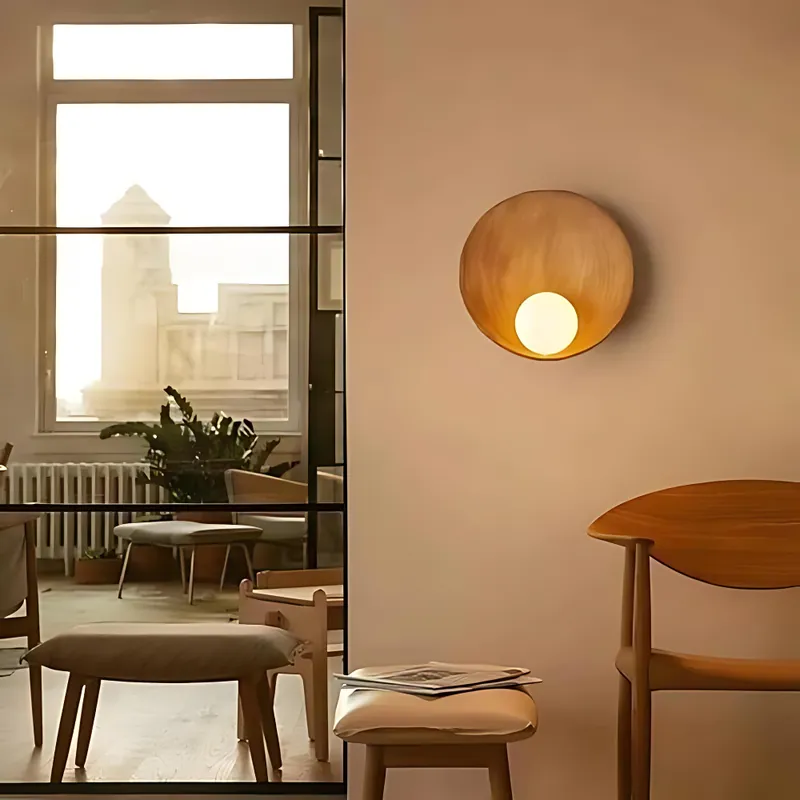 Japandi Contemporary Wall Sconce with Resin Bowl and a G9 Light