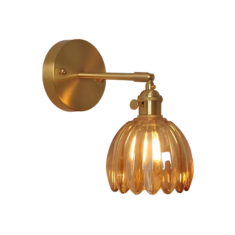 Vintage one-light brass and tulip glass wall sconce
