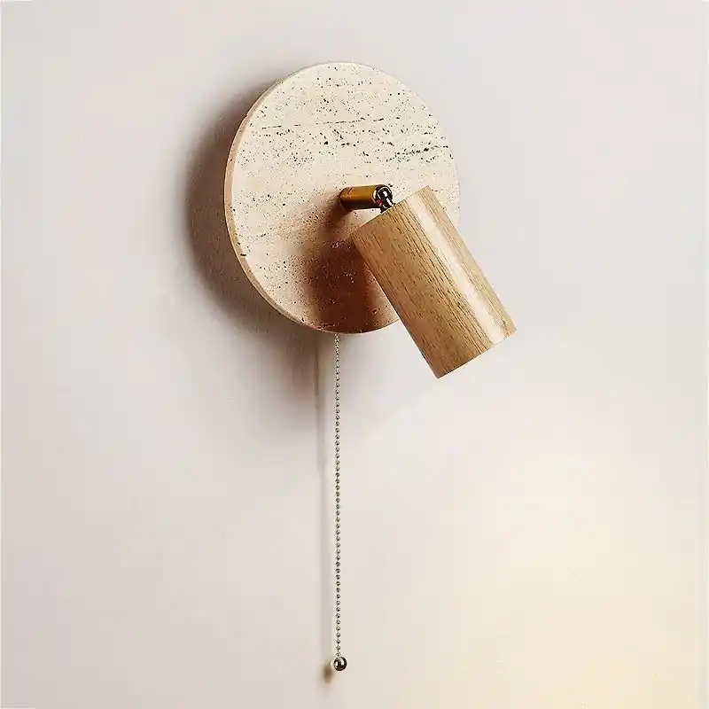 Modern Swiveling LED Travertine Wood Wall Sconce 1-Light