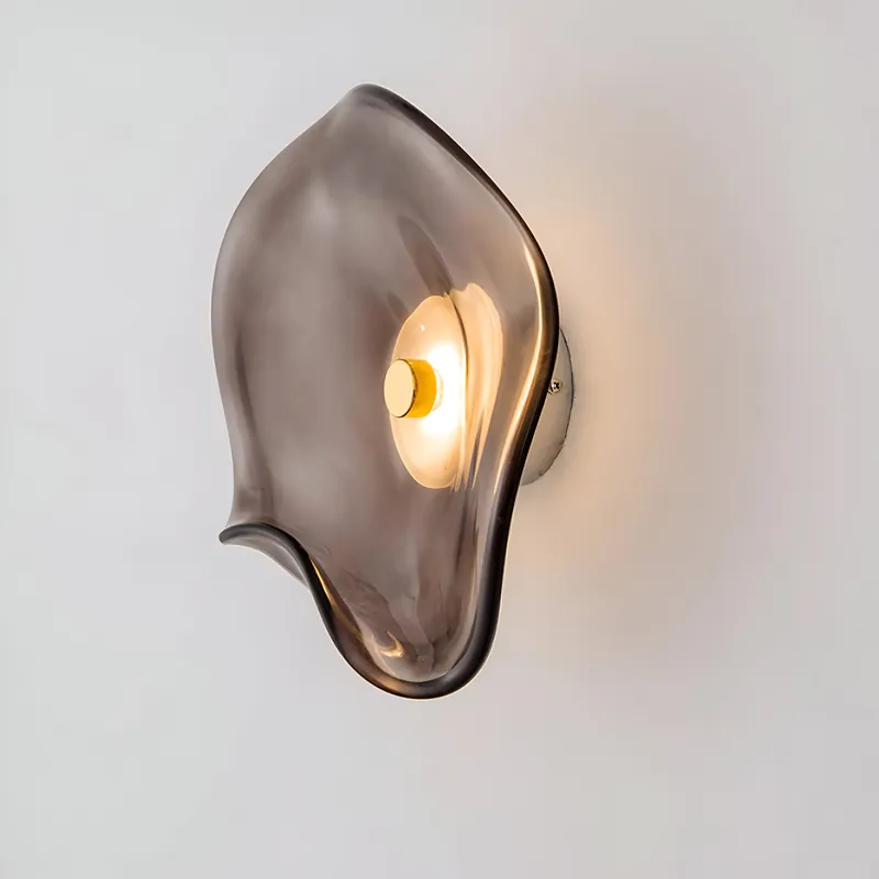 Japandi LED Wall Sconce Curved Glass Nordic 1-Light