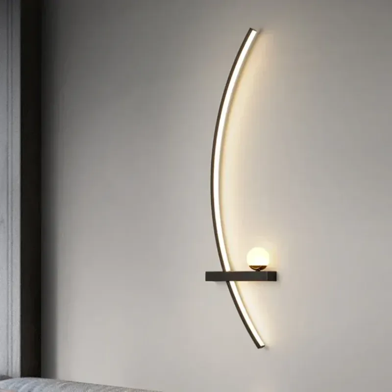 Modern Brass Arc Two-Light LED Wall Sconce