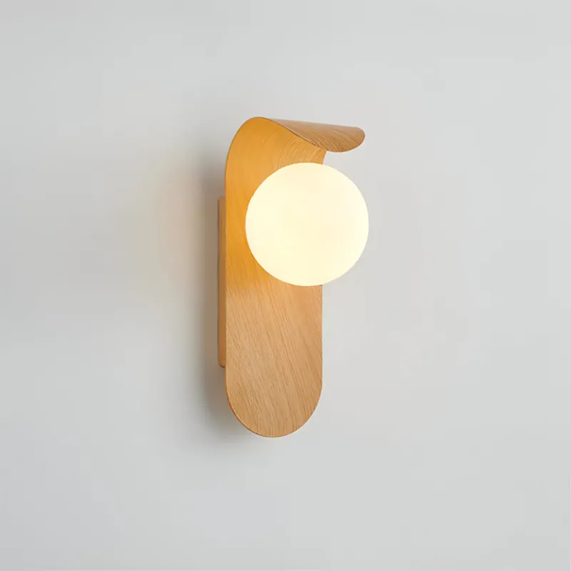 Scandinavian LED One-Light Wooden Globe Wall Sconce