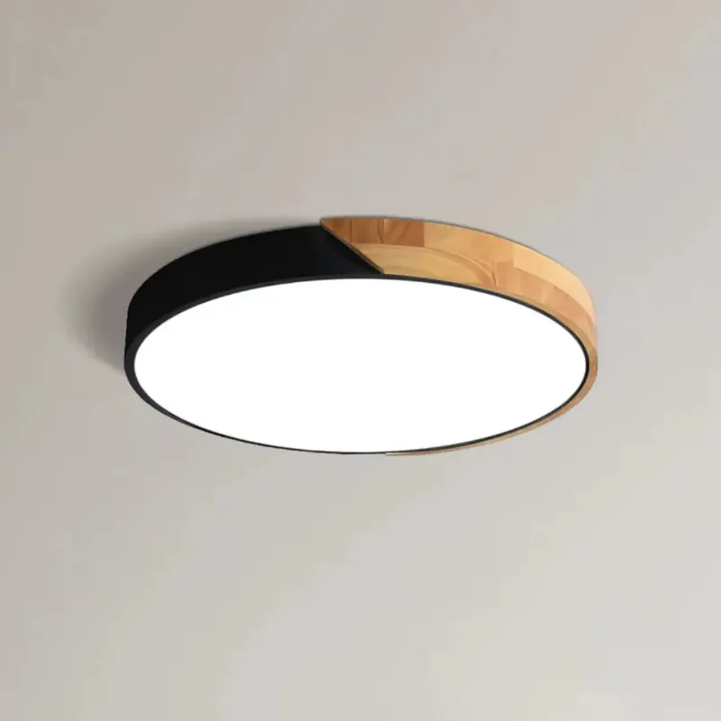 Scandinavian Wooden LED Ceiling Light - Modern Flush Mount Design for a Cozy Ambiance.