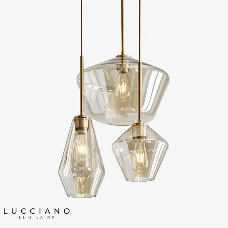 Multi-shaped metal and glass LED pendant light
