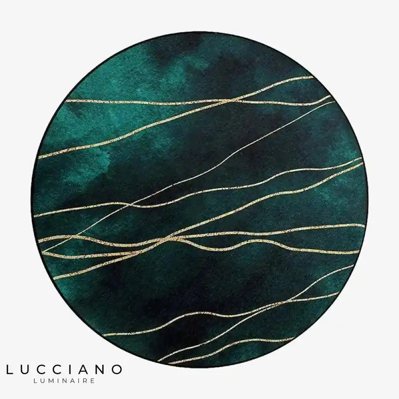 Abstract Green and Gold Round Rug
