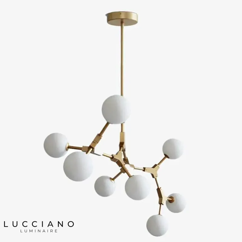 Loft Golden Metal and Glass LED Chandelier