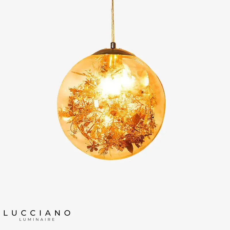 LED sphere with chromed leaf-shaped glass.