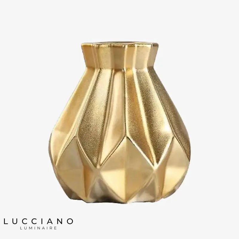 Luxury Geometric Gold Metal Vase
