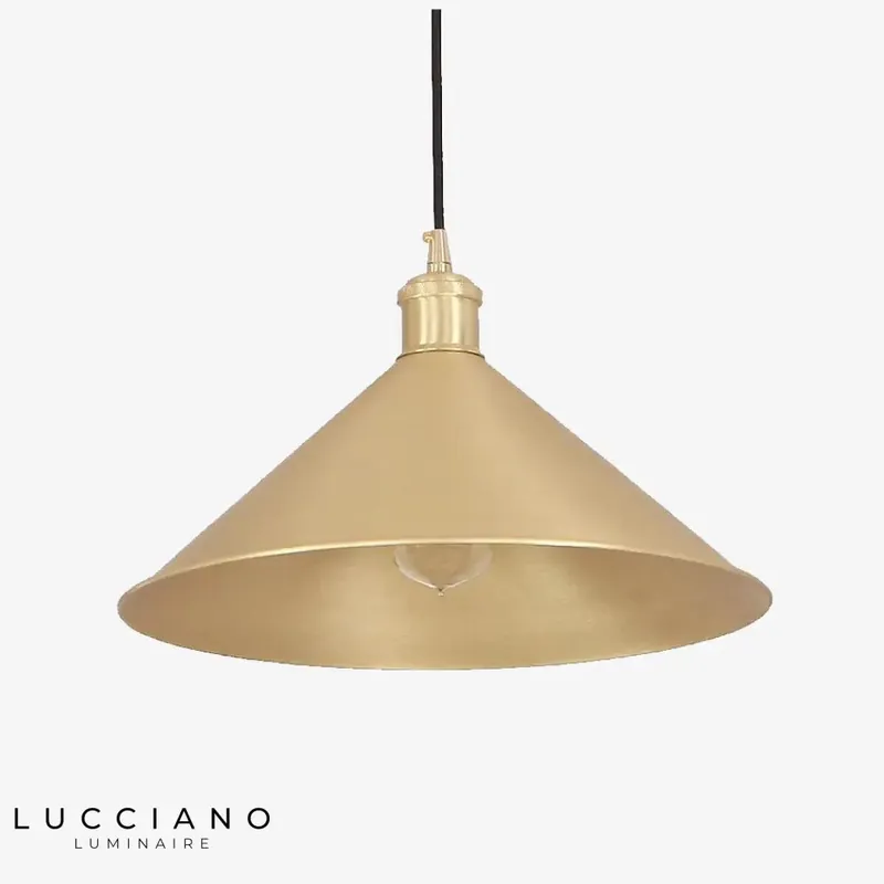 Designer gold cone LED pendant light