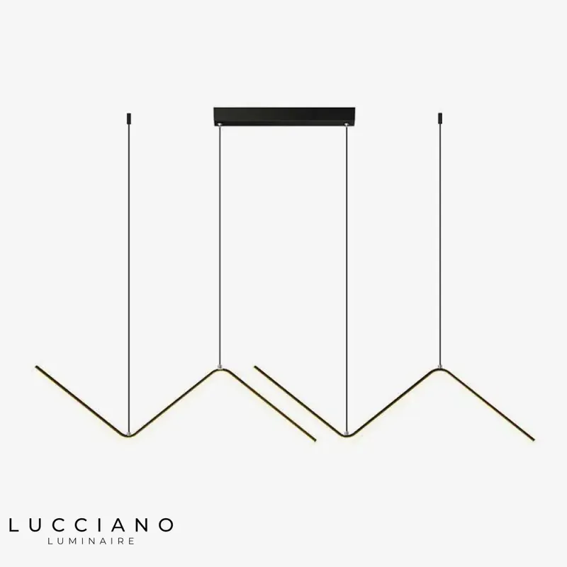 Designer LED chandelier with metal triangles