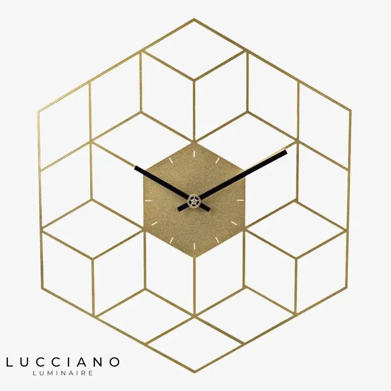 Hexagonal Metal Wall Clock 40cm