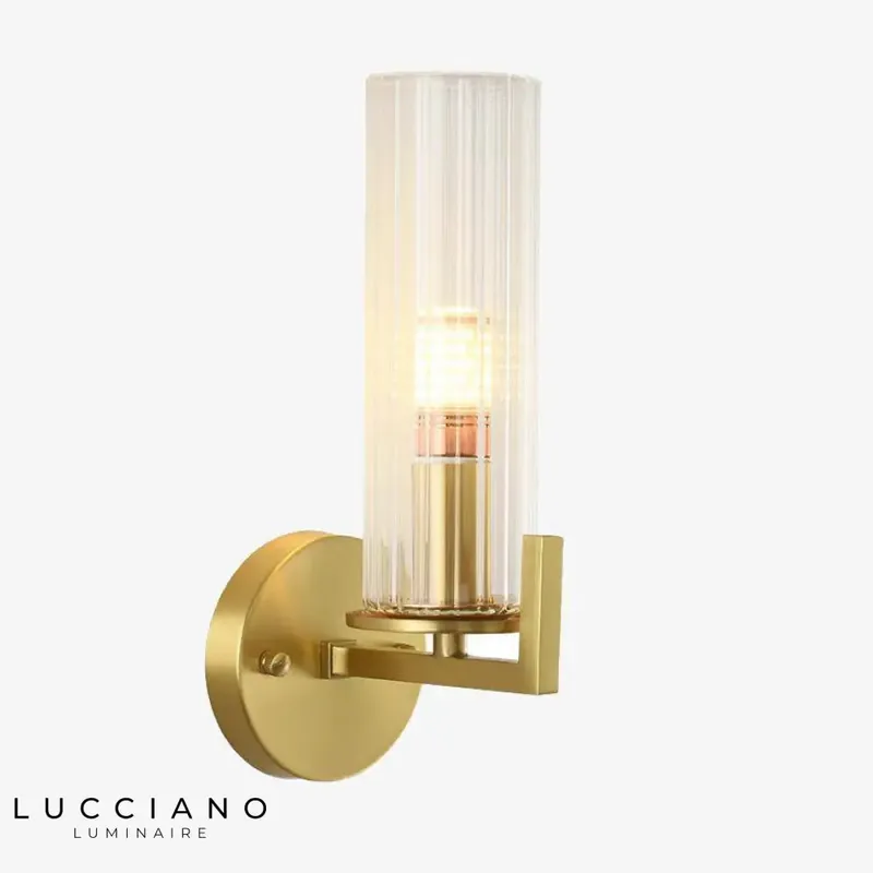 Cylindrical Gold Glass Wall Sconce
