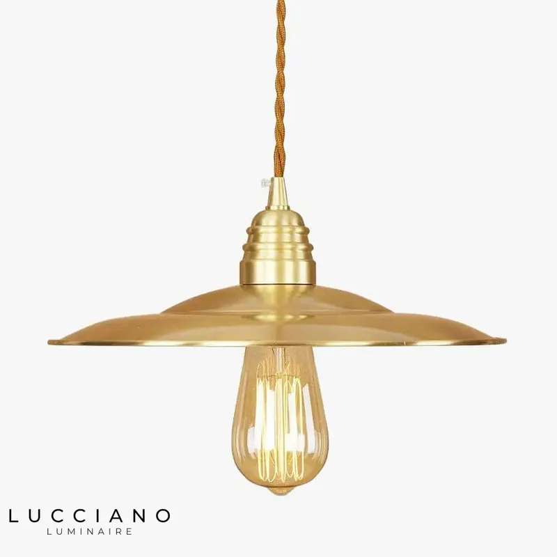 LED pendant light with gold-plated metal disk